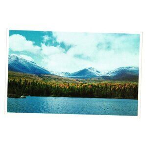 Vintage Mt Katahdin Postcard Snow Foliage Sandy Stream Pond Baxter Park Maine